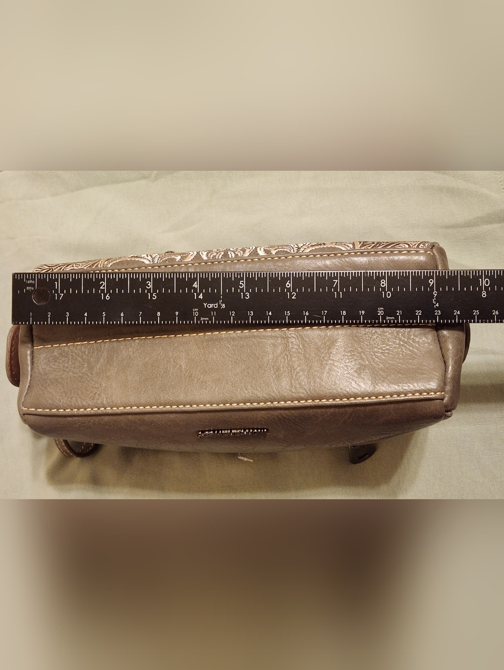 Embroidered Floral Western Tote in Brown and Cream - Picture 7 of 12